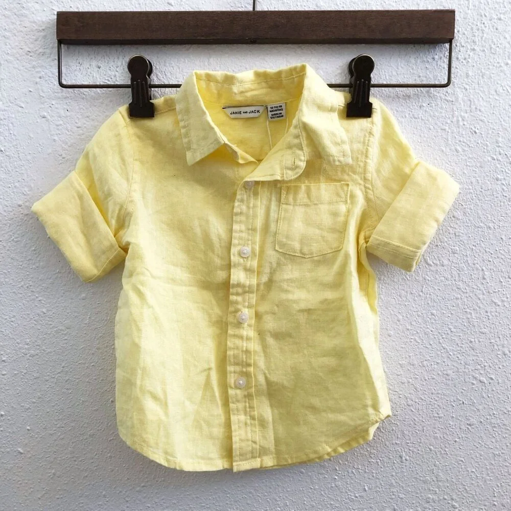NWT JANIE &‎ JACK The 100% Linen Shirt Size 12/18 Months